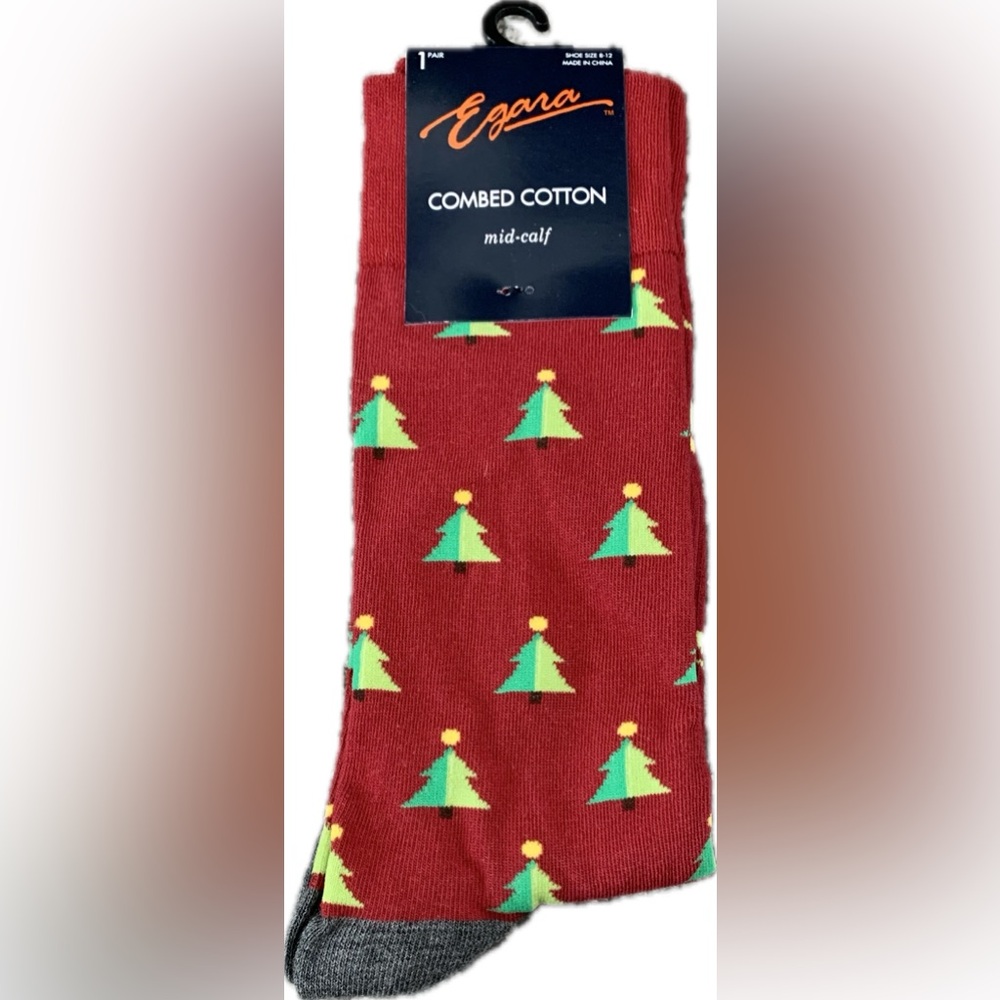 NWT Egara Mid Calf Christmas Tree Socks Men’s Size 8-12